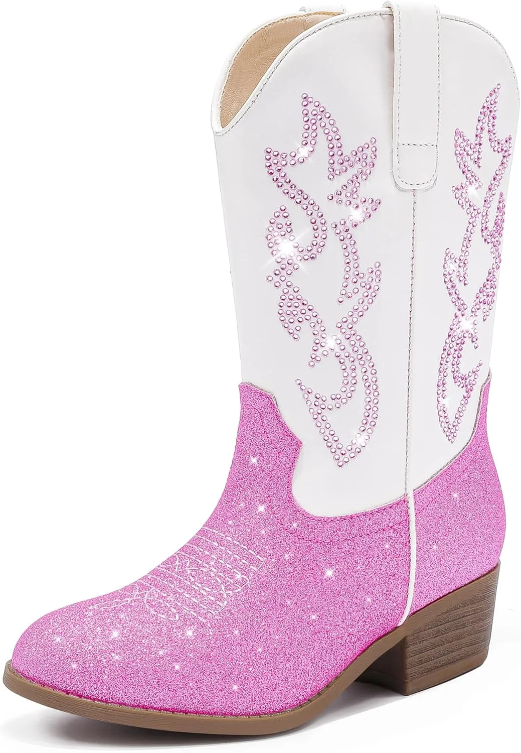 Cowboy Boots for Girls Pointed Toe Kids Cowgirl Boots Mid Calf Western Youth Cowgirl Boots Horse Riding Party for Toddler Little Big Kids