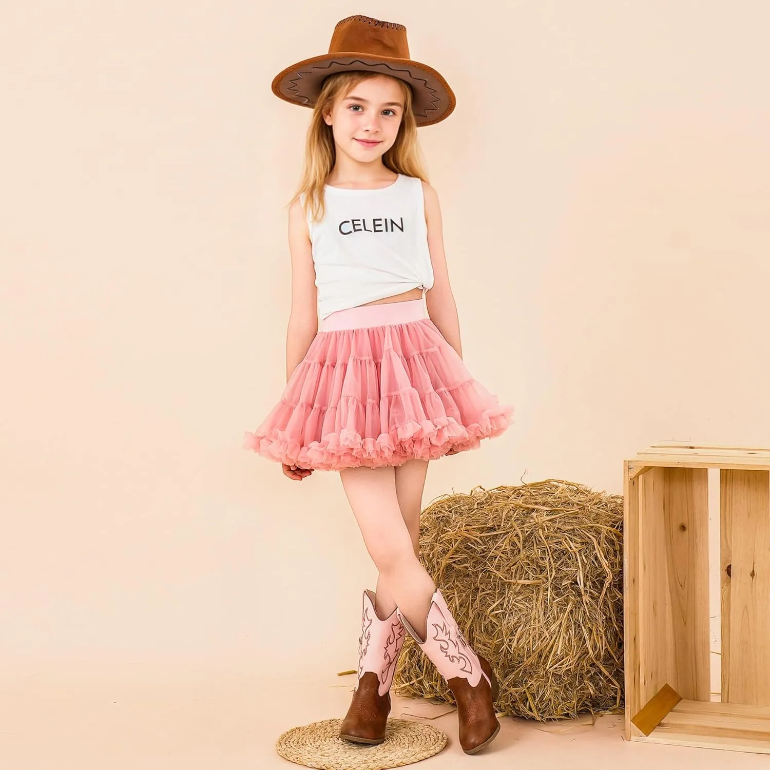 Cowboy Boots for Girls Pointed Toe Kids Cowgirl Boots Mid Calf Western Youth Cowgirl Boots Horse Riding Party for Toddler Little Big Kids
