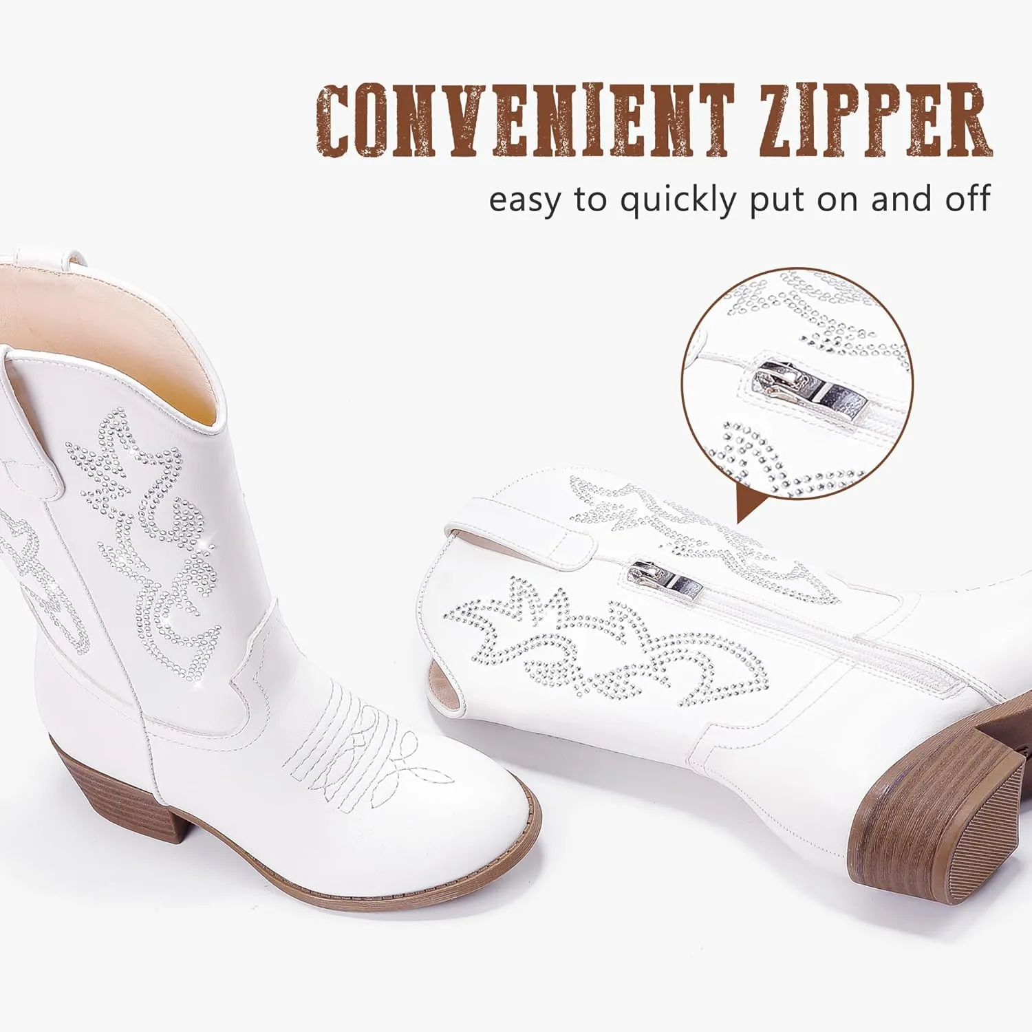 Cowboy Boots for Girls Pointed Toe Kids Cowgirl Boots Mid Calf Western Youth Cowgirl Boots Horse Riding Party for Toddler Little Big Kids