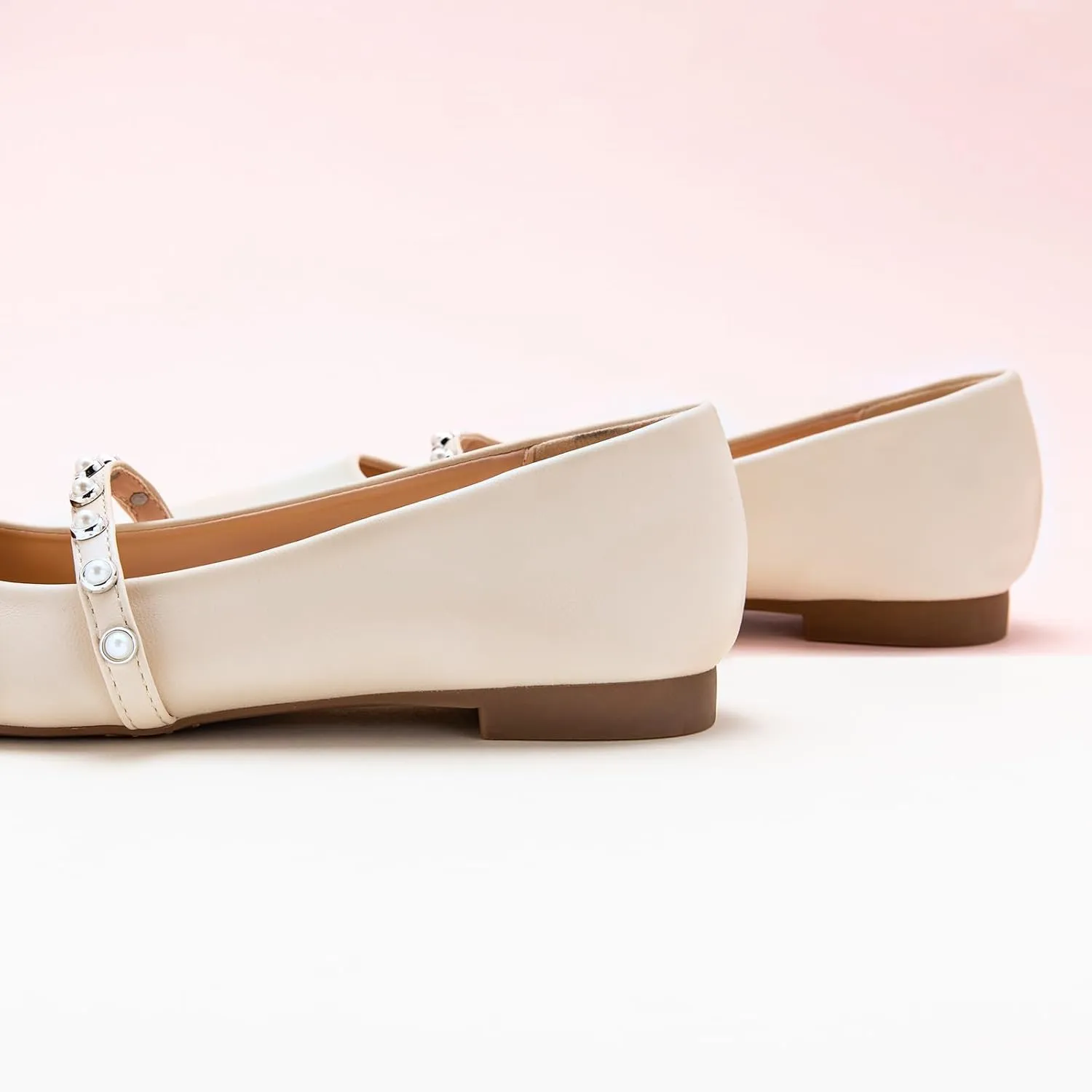 C.Paravano Mary Jane Flats for Women | Square Toe Ballet Flats with Pearl Strap | Comfortable Dress Shoes for Work, Wedding, Party & Daily Wear