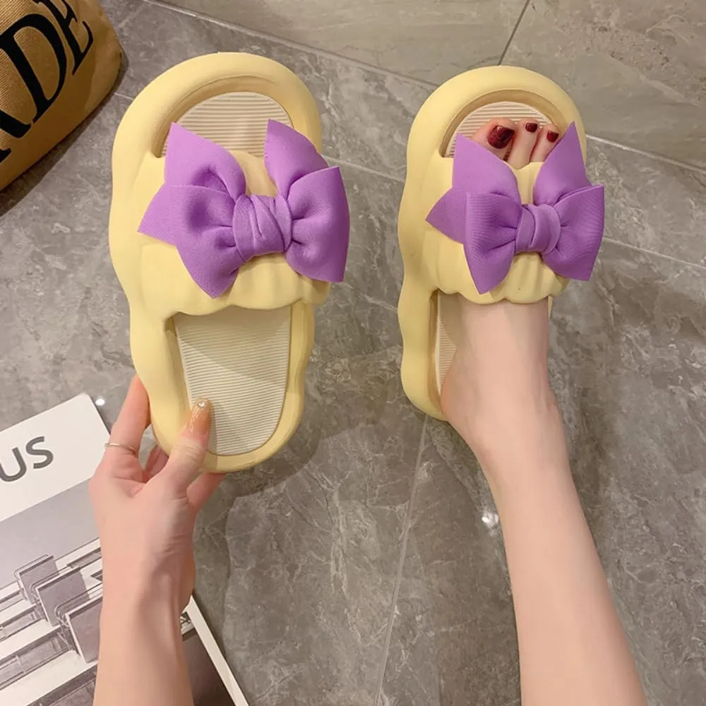 Cute Bow Slippers Women Kawaii Cloud Slipper Cute Preppy Y2K Pillow Slipper Comfy House Slides Shower Sandals Bathroom Shoes Slides Slipper Indoor Outdoor Home Slipper