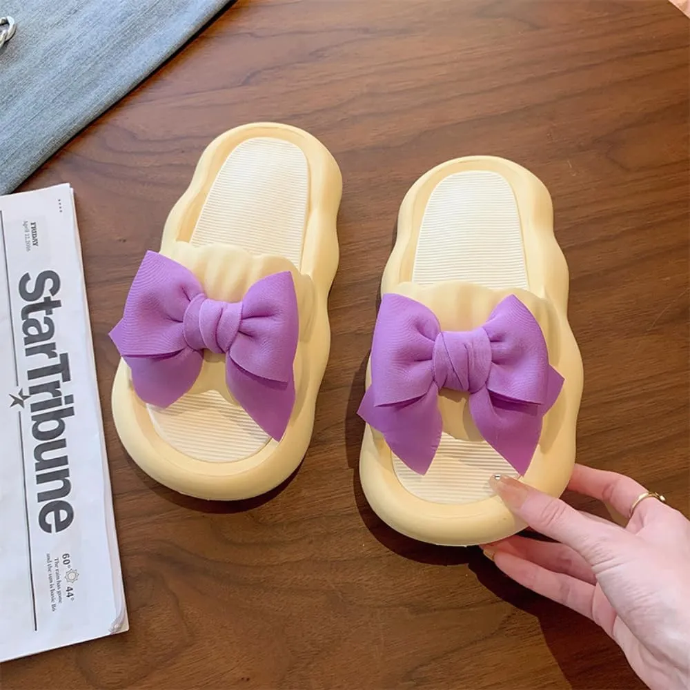 Cute Bow Slippers Women Kawaii Cloud Slipper Cute Preppy Y2K Pillow Slipper Comfy House Slides Shower Sandals Bathroom Shoes Slides Slipper Indoor Outdoor Home Slipper