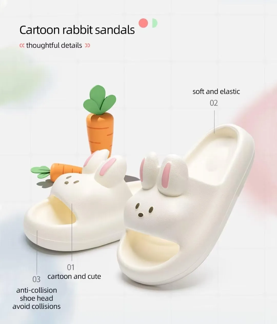 Cute Cartoon Bunny Boy Girls Cloud Slides Slipper Soft Thick-Soled Non-Slip Sandals for Girls Beach Swimming Pool Shoes