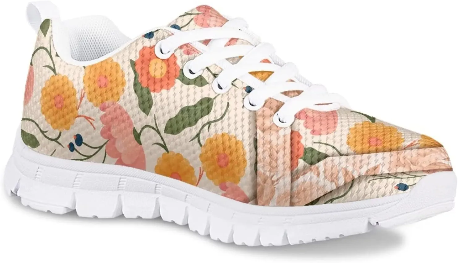 Cute Tennis Shoes for Girls Kids Mesh Running Shoes Lace Up Walking Athletic Sneakers