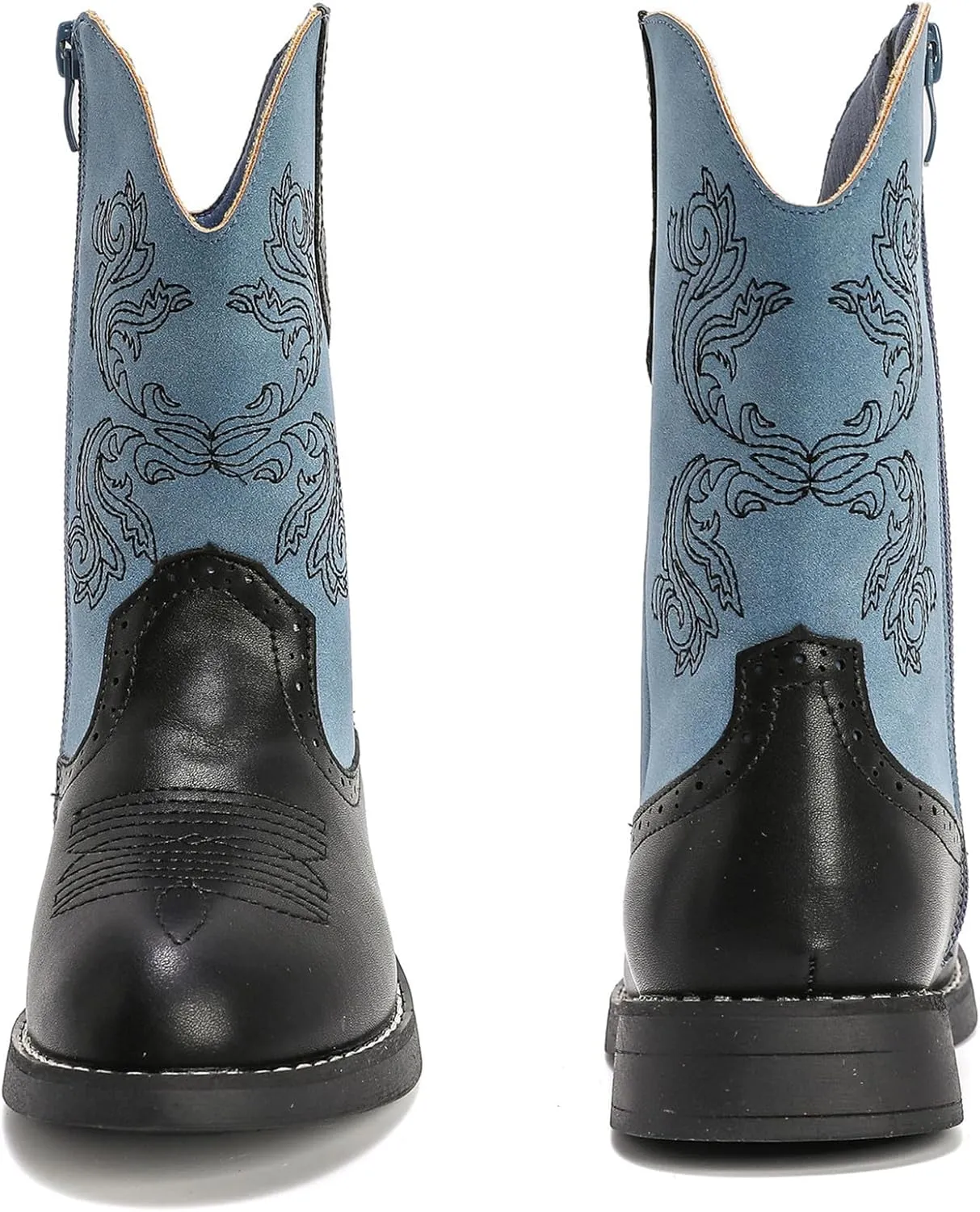 DADAWEN Kids Cowgirl Cowboy Western Boots Boys Girls Mid Calf Riding Shoes With Side Zipper (Toddler/Little Kid/Big Kid)