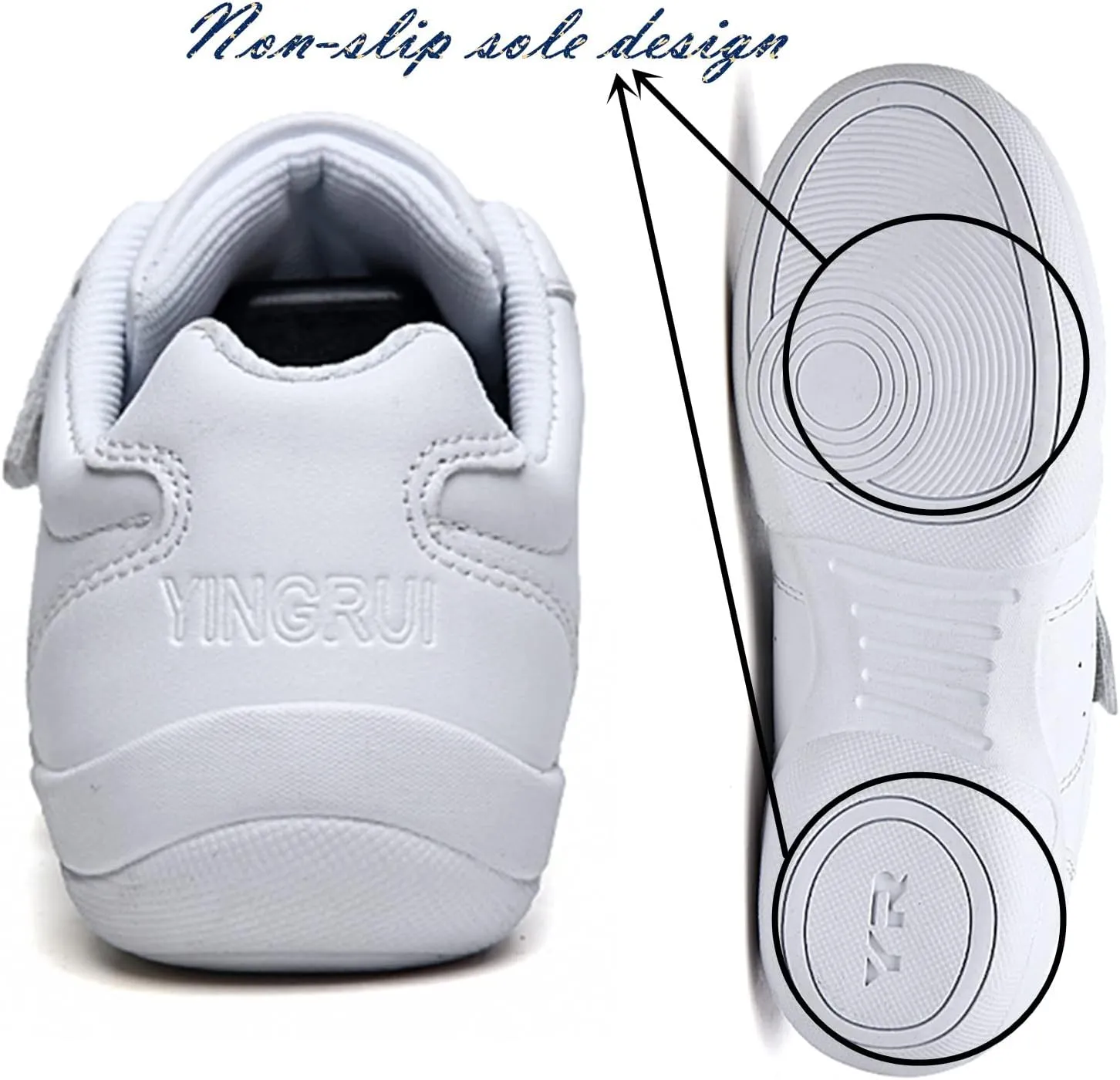 DADAWEN Youth Girls White Cheerleading Shoes Athletic Training Tennis Sneakers Competition Cheer Shoes