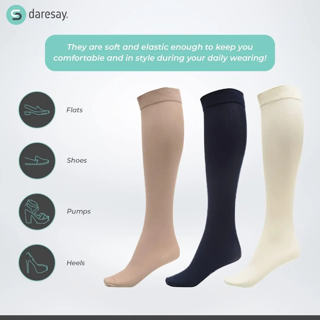 DARESAY 6 Pack: Boot Socks for Women - Plus Size Knee High Long Socks - Womens Dress
