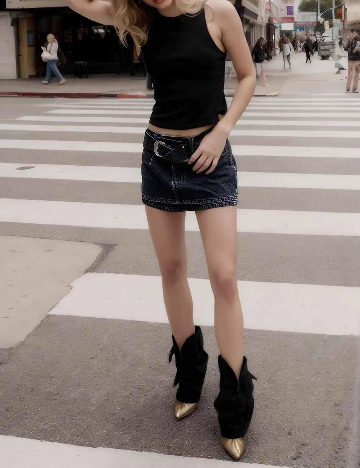 Denim Mini Skort for Women Low-Waisted Stretchy Micro Jean Skirt Gallivanting Peekaboo Denim Skorts with Shorts