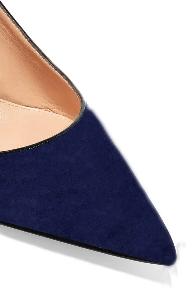 Divanne Slingback Pumps, Women's Pointed Toe Low Heel Sandals Slingback Strap Kitten Heel Pumps Evening Party Wedding Shoes