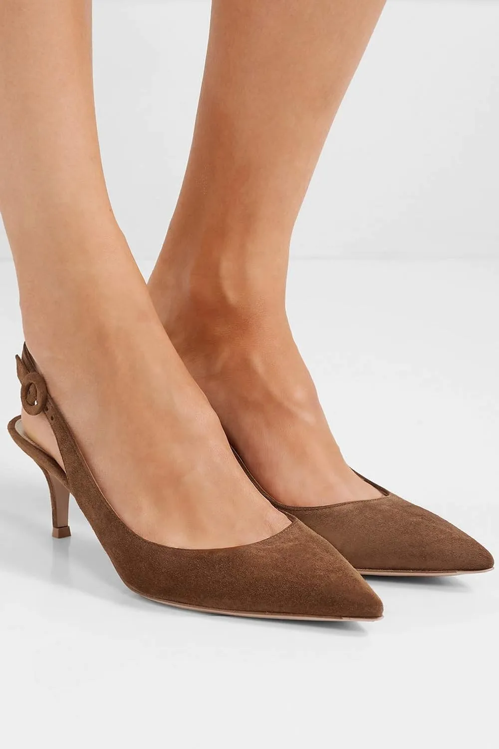 Divanne Slingback Pumps, Women's Pointed Toe Low Heel Sandals Slingback Strap Kitten Heel Pumps Evening Party Wedding Shoes