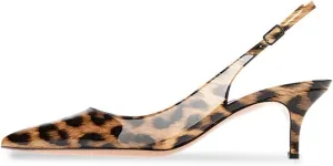 Divanne Slingback Pumps, Women's Pointed Toe Low Heel Sandals Slingback Strap Kitten Heel Pumps Evening Party Wedding Shoes