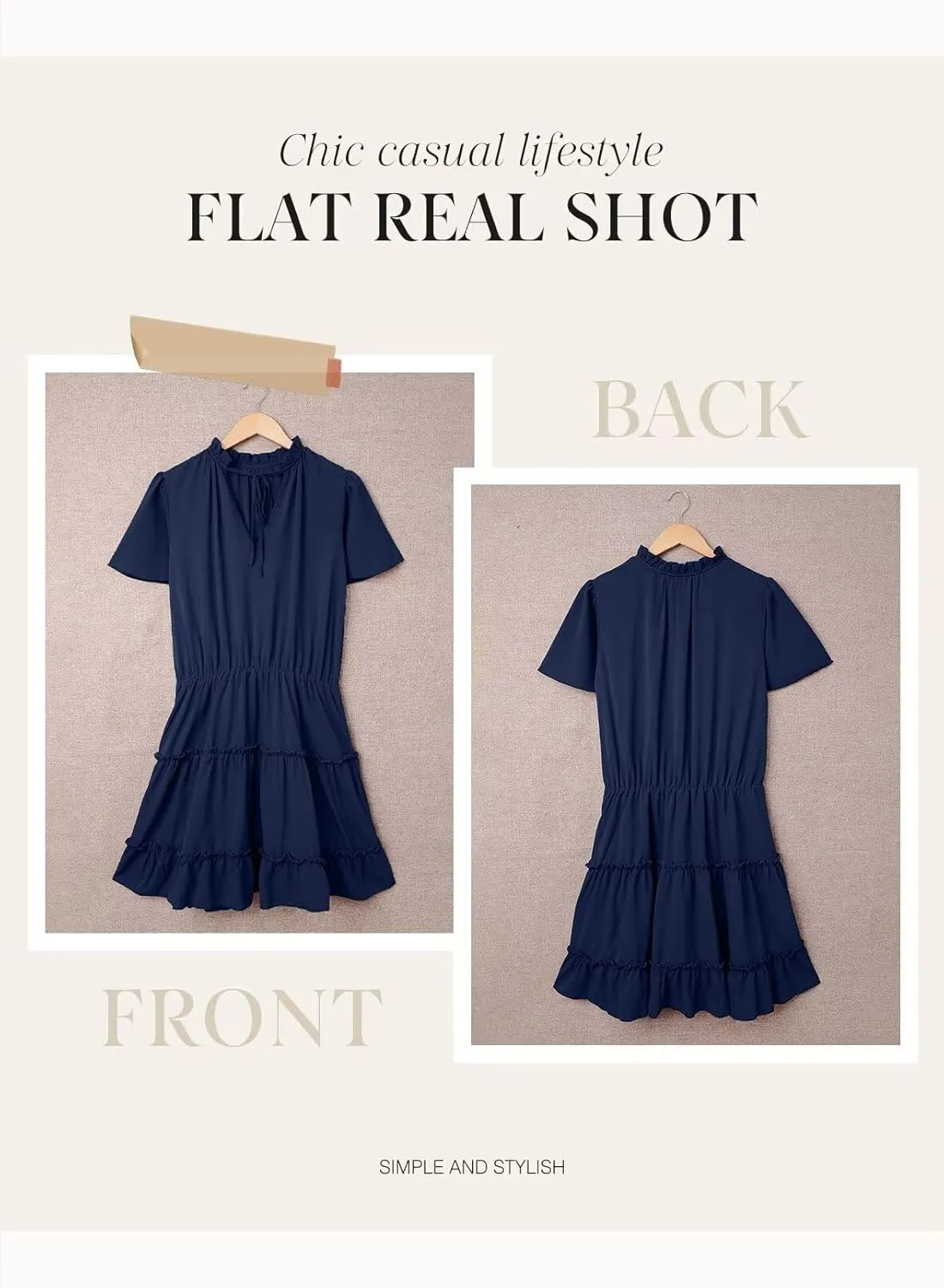 Dokotoo Womens Spring Summer 2025 Short Sleeve Split V Neck Ruffle Chiffon Elegant Mini Short Skirt Dresses
