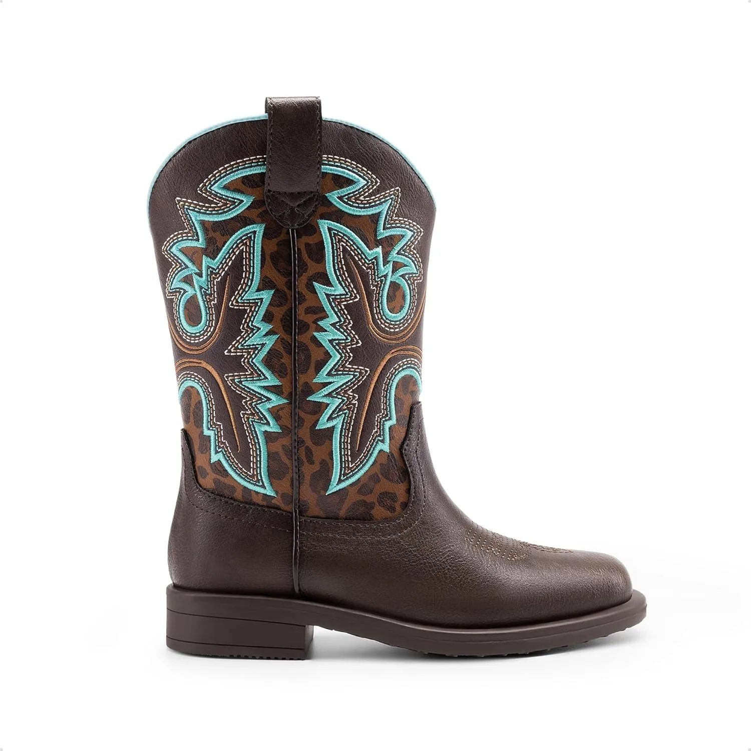 DREAM PAIRS Boys Girls Cowboy Boots Kids Western Square Toe Riding Boots