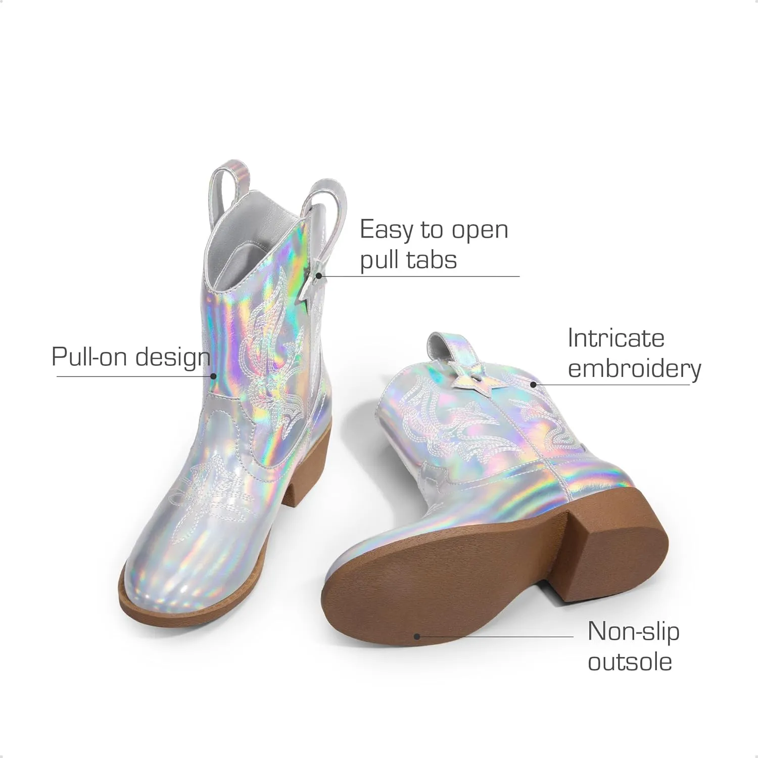 DREAM PAIRS Girls Cowboy Cowgirl Boots 2-in-1 Western Removable Cuff Fold Over Embroidered Fashion Mid Calf Shoes