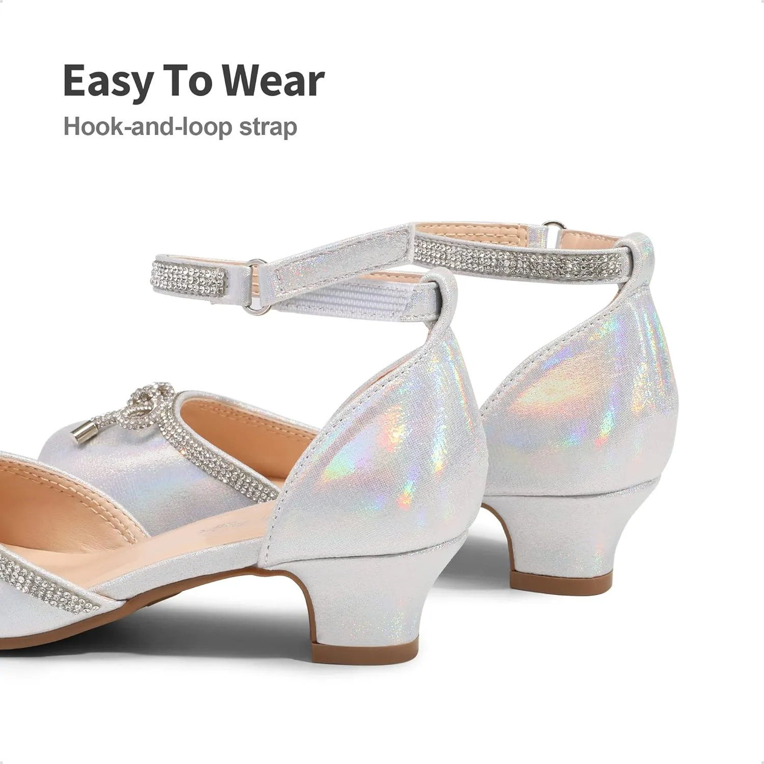 DREAM PAIRS Girls Dress Shoes Closed Toe Low Heels Ankle Strap Pumps for Toddler Little Big Kid Flower Party Wedding Princess