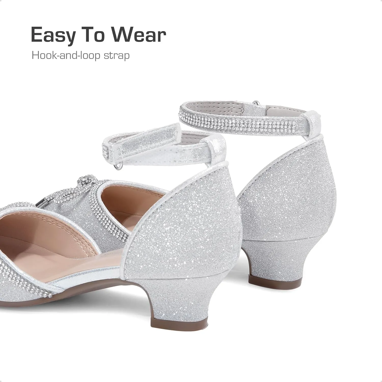 DREAM PAIRS Girls Dress Shoes Closed Toe Low Heels Ankle Strap Pumps for Toddler Little Big Kid Flower Party Wedding Princess