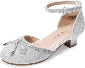 DREAM PAIRS Girls Dress Shoes Closed Toe Low Heels Ankle Strap Pumps for Toddler Little Big Kid Flower Party Wedding Princess