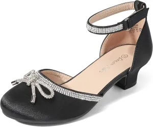 DREAM PAIRS Girls Dress Shoes Closed Toe Low Heels Ankle Strap Pumps for Toddler Little Big Kid Flower Party Wedding Princess