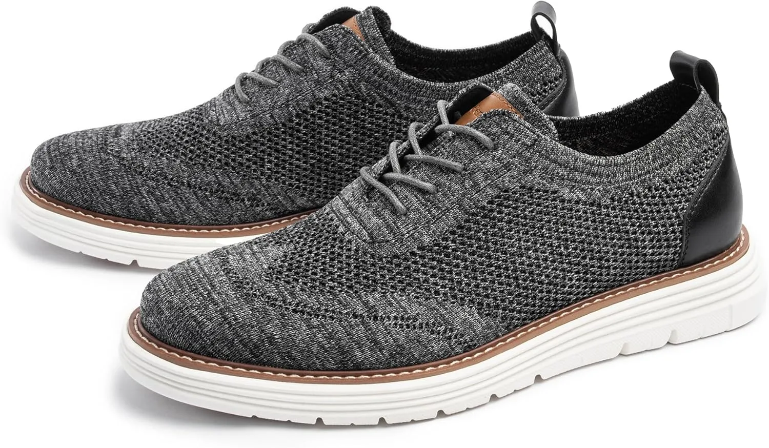 Dress Shoes for Men Sporty Oxfords Dress Sneakers Comfortable Brogue Wingtip Business Casual Shoes, Non Slip Rubber EVA Outsole