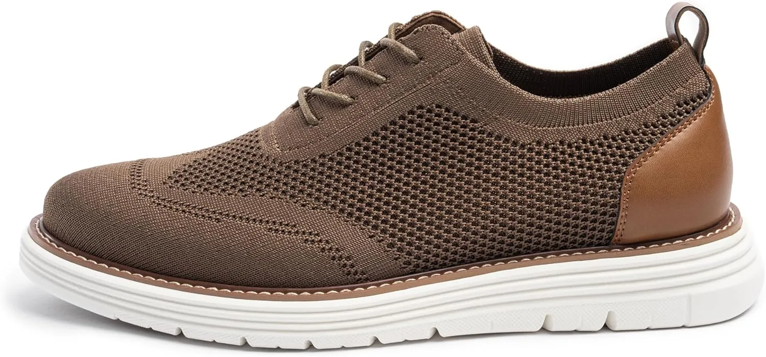 Dress Shoes for Men Sporty Oxfords Dress Sneakers Comfortable Brogue Wingtip Business Casual Shoes, Non Slip Rubber EVA Outsole