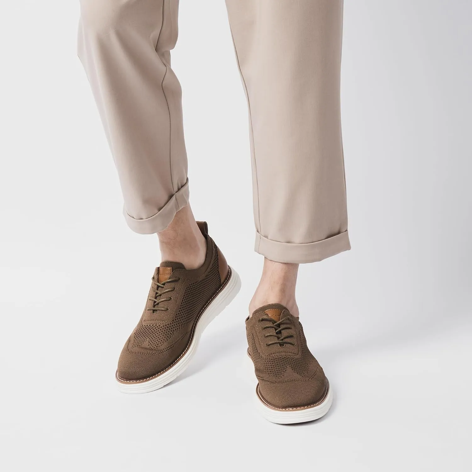 Dress Shoes for Men Sporty Oxfords Dress Sneakers Comfortable Brogue Wingtip Business Casual Shoes, Non Slip Rubber EVA Outsole