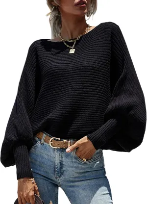 ECOWISH Women Sweater Long Sleeve Color Block Knit Pullover Sweaters Crew Neck Patchwork Casual Loose Jumper Tops
