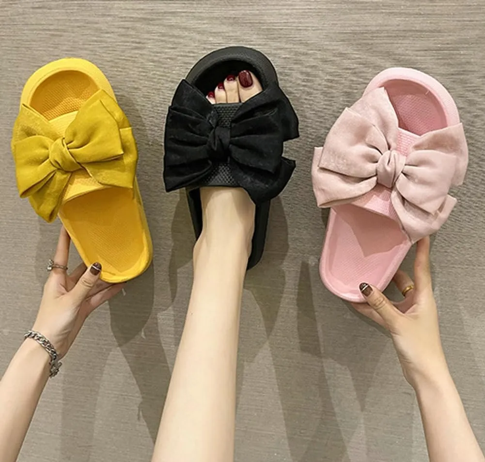 Epsion Women's Cloud Slippers with Bow Cute Open Toe Pillow Slide Sandals Lightweight Non-slip Quick Drying Summer Shoes