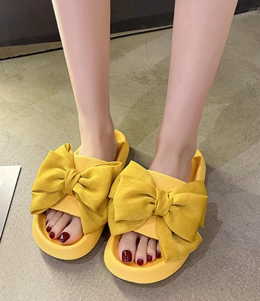 Epsion Women's Cloud Slippers with Bow Cute Open Toe Pillow Slide Sandals Lightweight Non-slip Quick Drying Summer Shoes