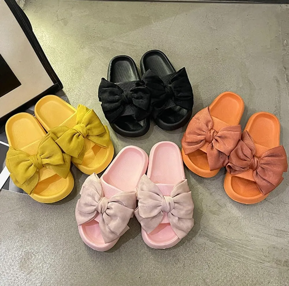 Epsion Women's Cloud Slippers with Bow Cute Open Toe Pillow Slide Sandals Lightweight Non-slip Quick Drying Summer Shoes