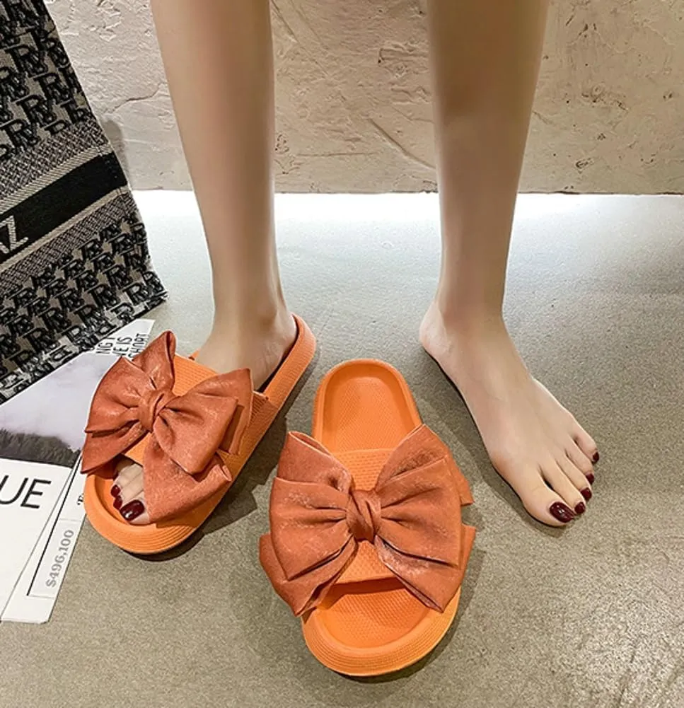 Epsion Women's Cloud Slippers with Bow Cute Open Toe Pillow Slide Sandals Lightweight Non-slip Quick Drying Summer Shoes