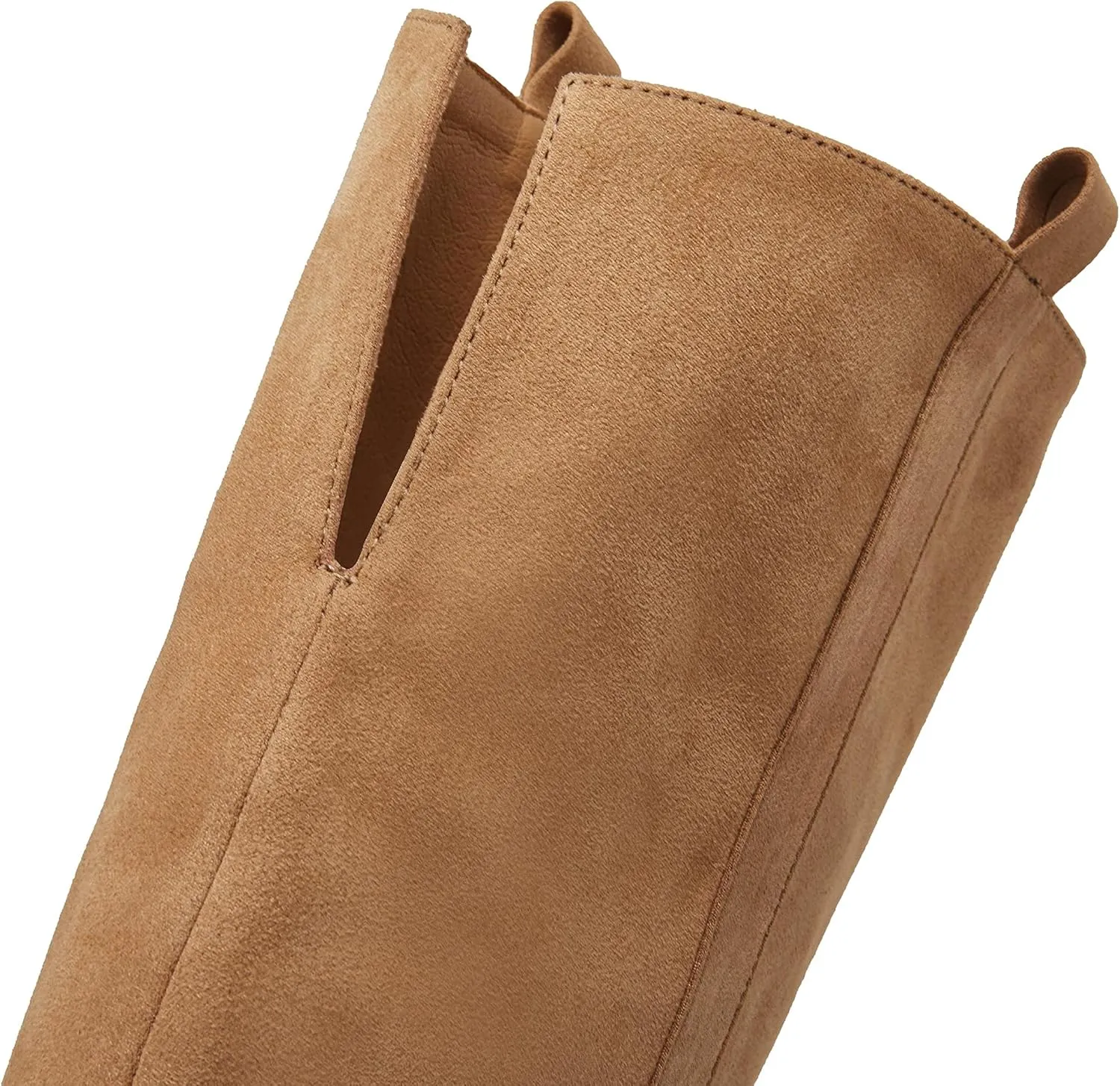 Ermonn Womens Faux Suede Knee High Side Zipper Chunky Heel Stretch Winter Boots