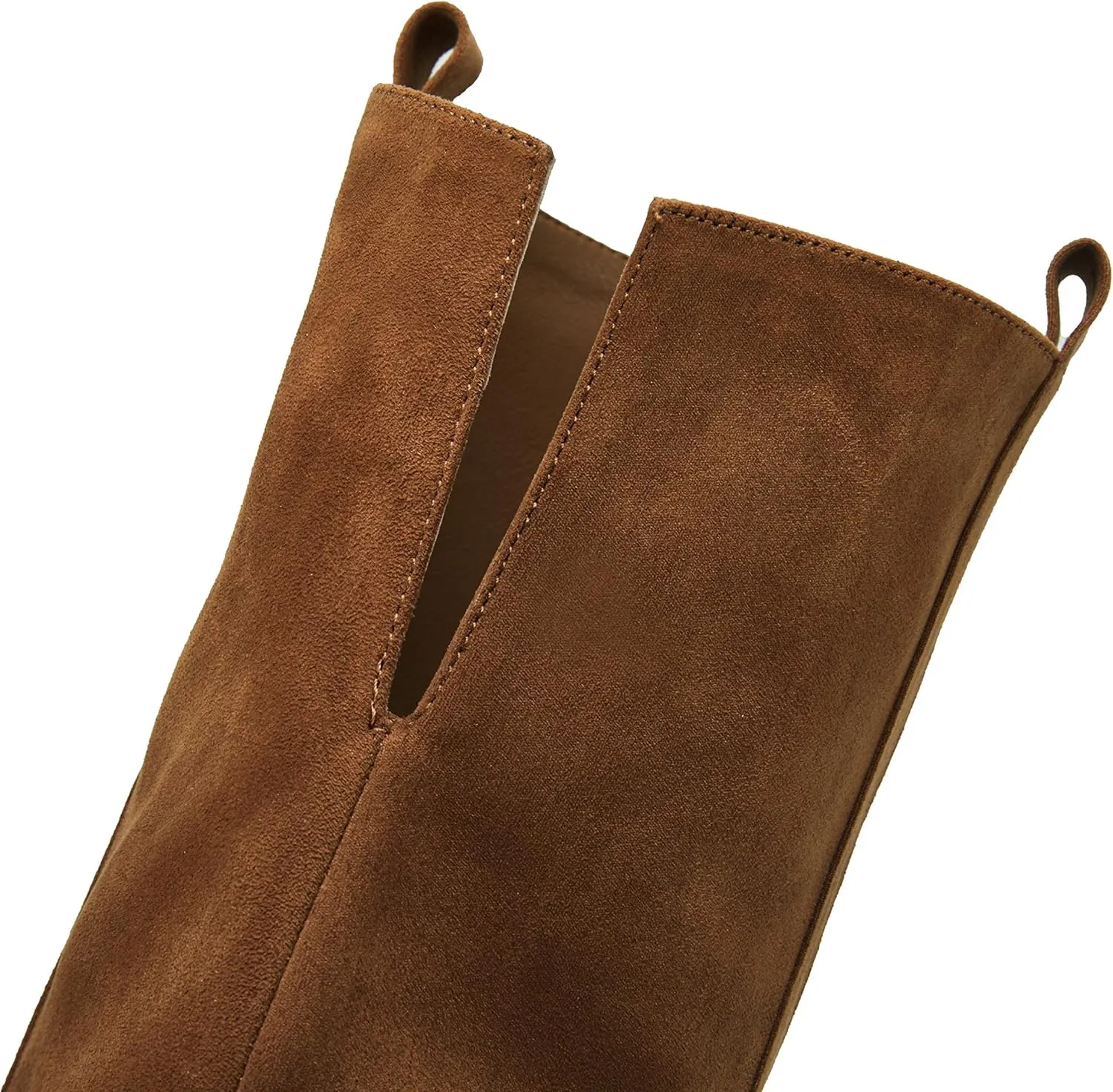 Ermonn Womens Faux Suede Knee High Side Zipper Chunky Heel Stretch Winter Boots