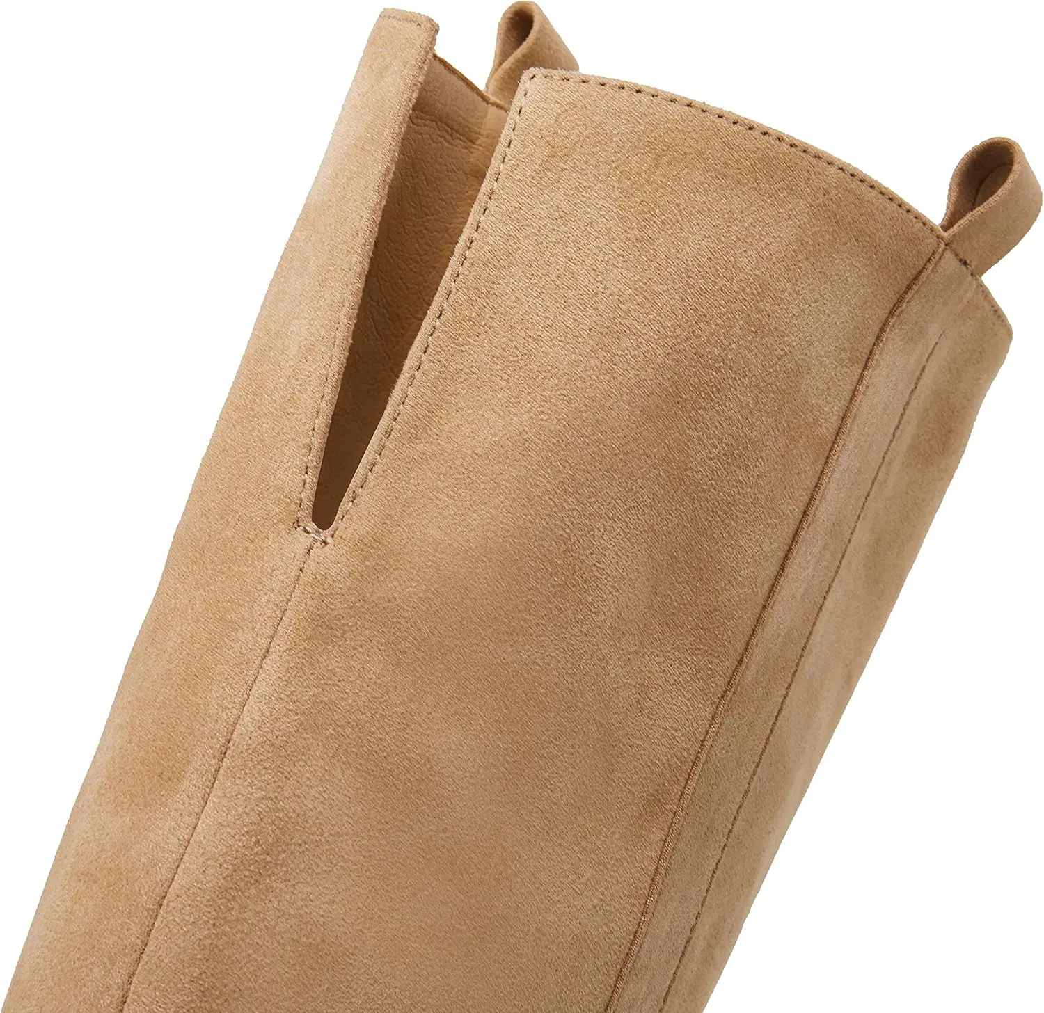 Ermonn Womens Faux Suede Knee High Side Zipper Chunky Heel Stretch Winter Boots