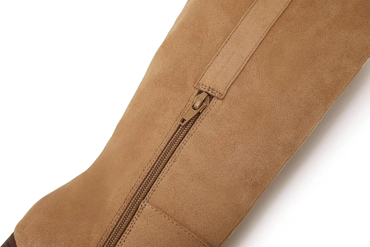 Ermonn Womens Faux Suede Knee High Side Zipper Chunky Heel Stretch Winter Boots