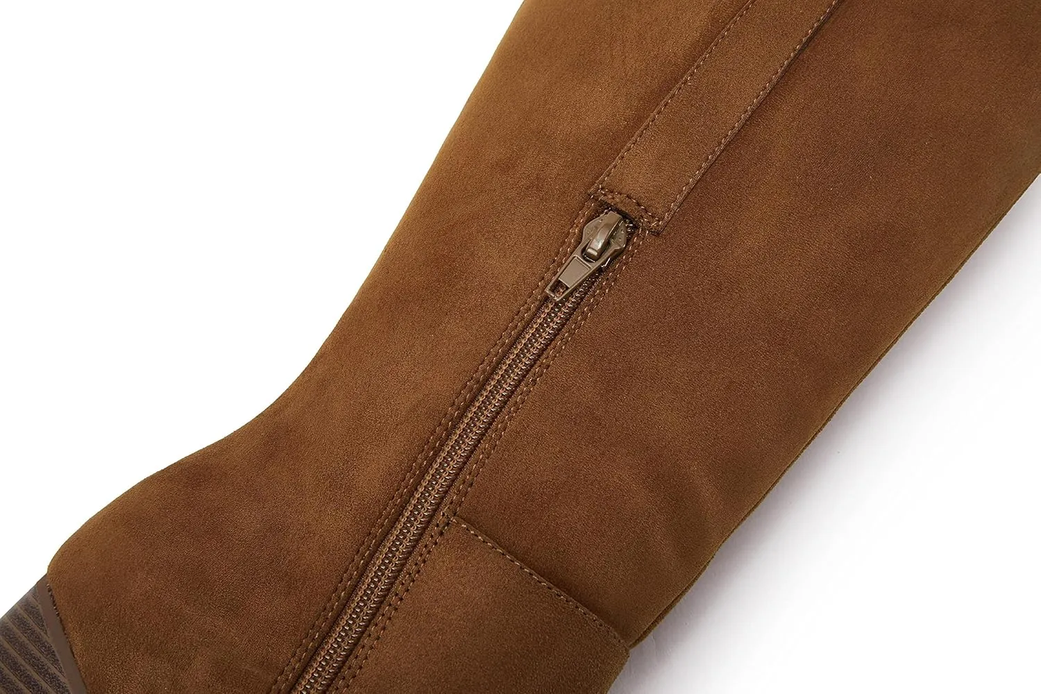 Ermonn Womens Faux Suede Knee High Side Zipper Chunky Heel Stretch Winter Boots