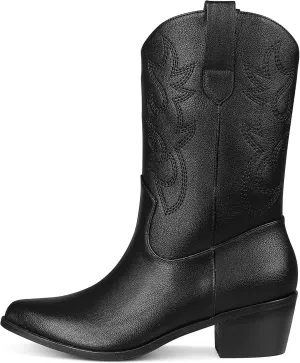 Erocalli Cowgirl Ankle Boot Cowboy boot for women Western Stitched boot Ankle Boots Pointed Toe Short Booties Embroidered Modern Boot with Pull Tabs