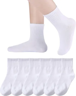 Eyean Kids Athletic Crew Socks Boys Girls Cotton School Uniform Casual Basic Socks 6 Pairs