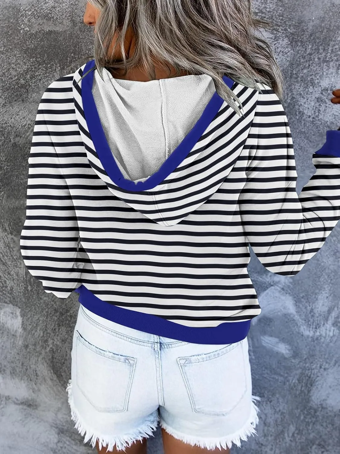 FARORO Hooded Sweatshirts for Women Hoodies Pullover Casual Sports Top Button Down Shirt with Pockets