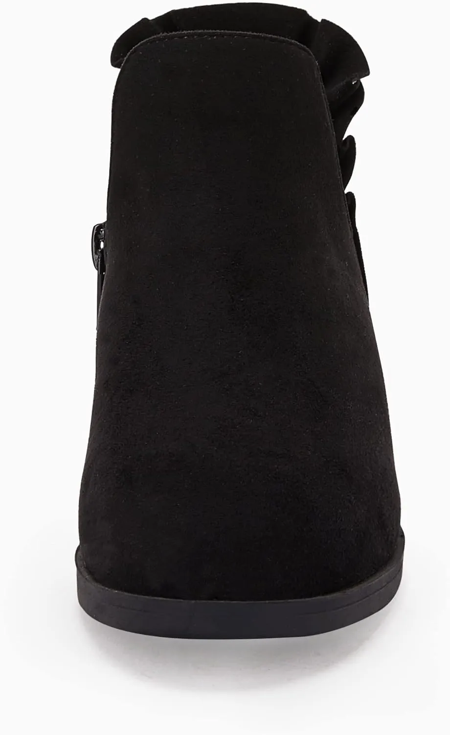 FISACE Girls Ruffled Ankle Boots V Cut Out Chunky Low Heel Dressy Western Booties