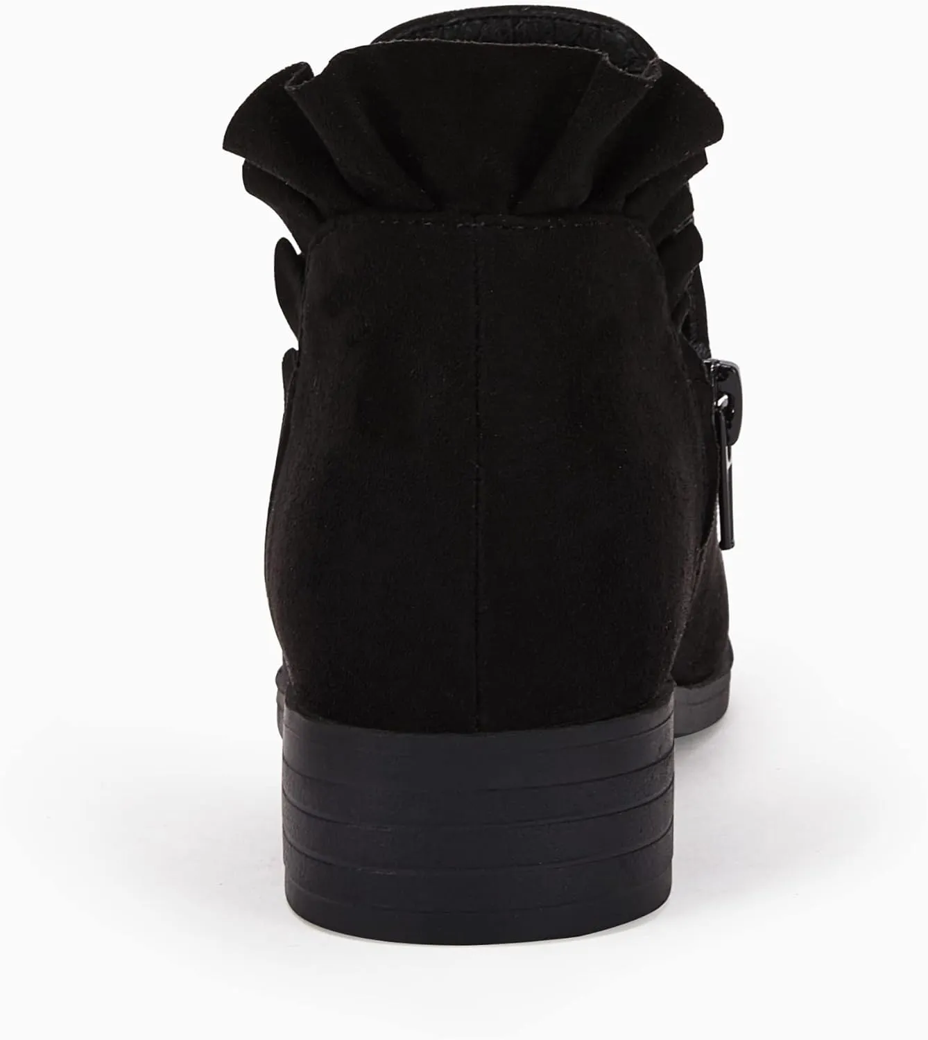 FISACE Girls Ruffled Ankle Boots V Cut Out Chunky Low Heel Dressy Western Booties