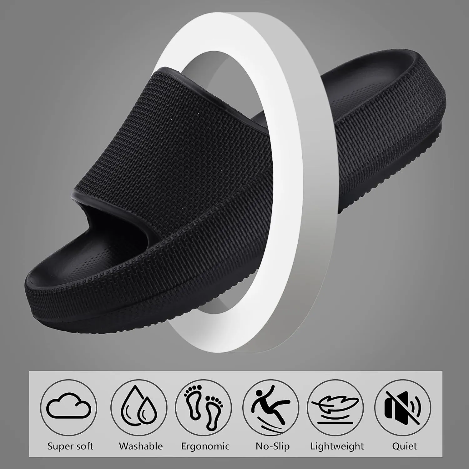 FJWYSANGU Kids Cloud Slides丨Boys Girls Bathroom Shower Sandals丨Open Toe Thick Sole Slip on Slippers丨Summer Non-slip Beach Pool Shoes