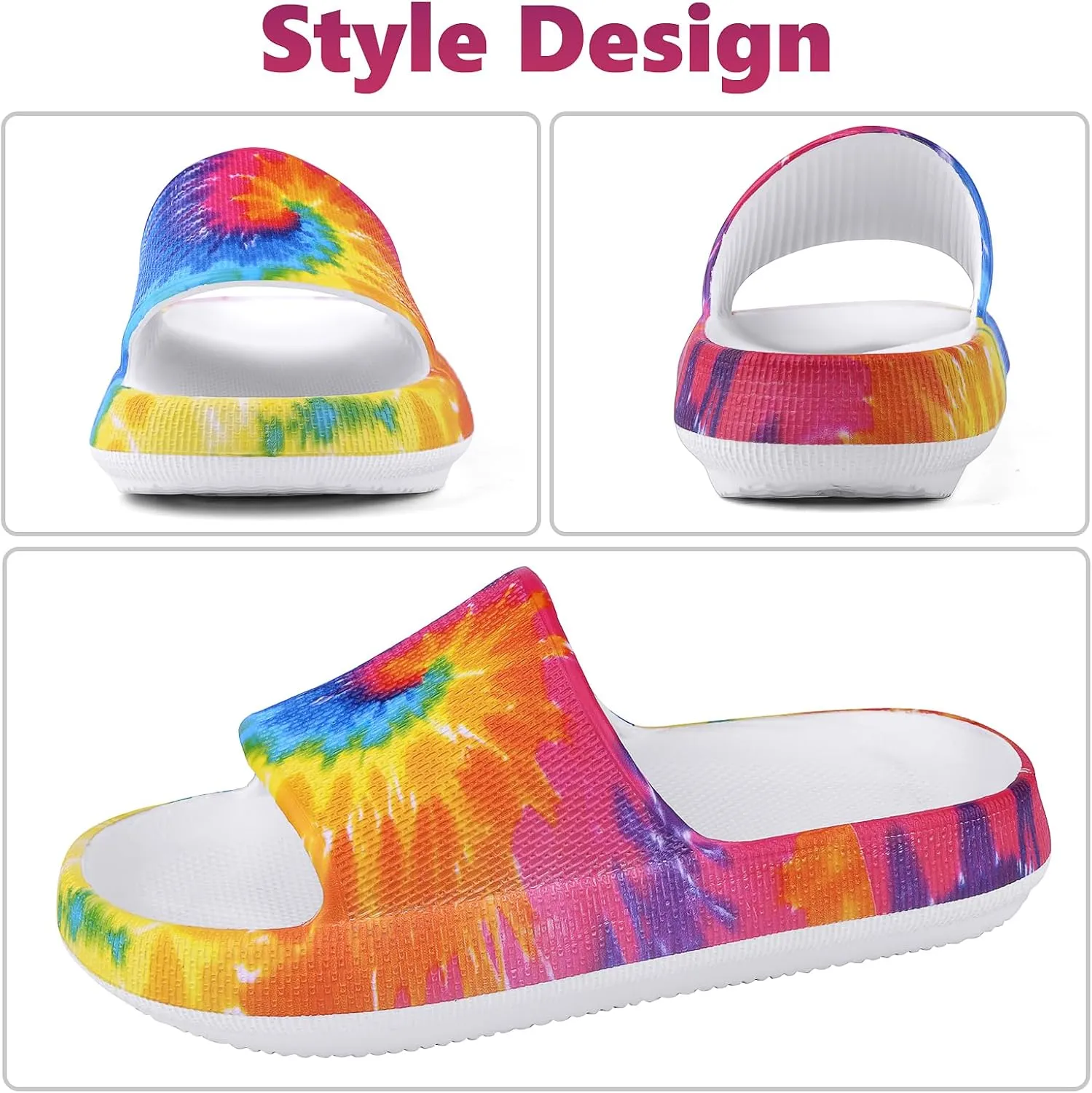 FJWYSANGU Kids Cloud Slides丨Boys Girls Bathroom Shower Sandals丨Open Toe Thick Sole Slip on Slippers丨Summer Non-slip Beach Pool Shoes