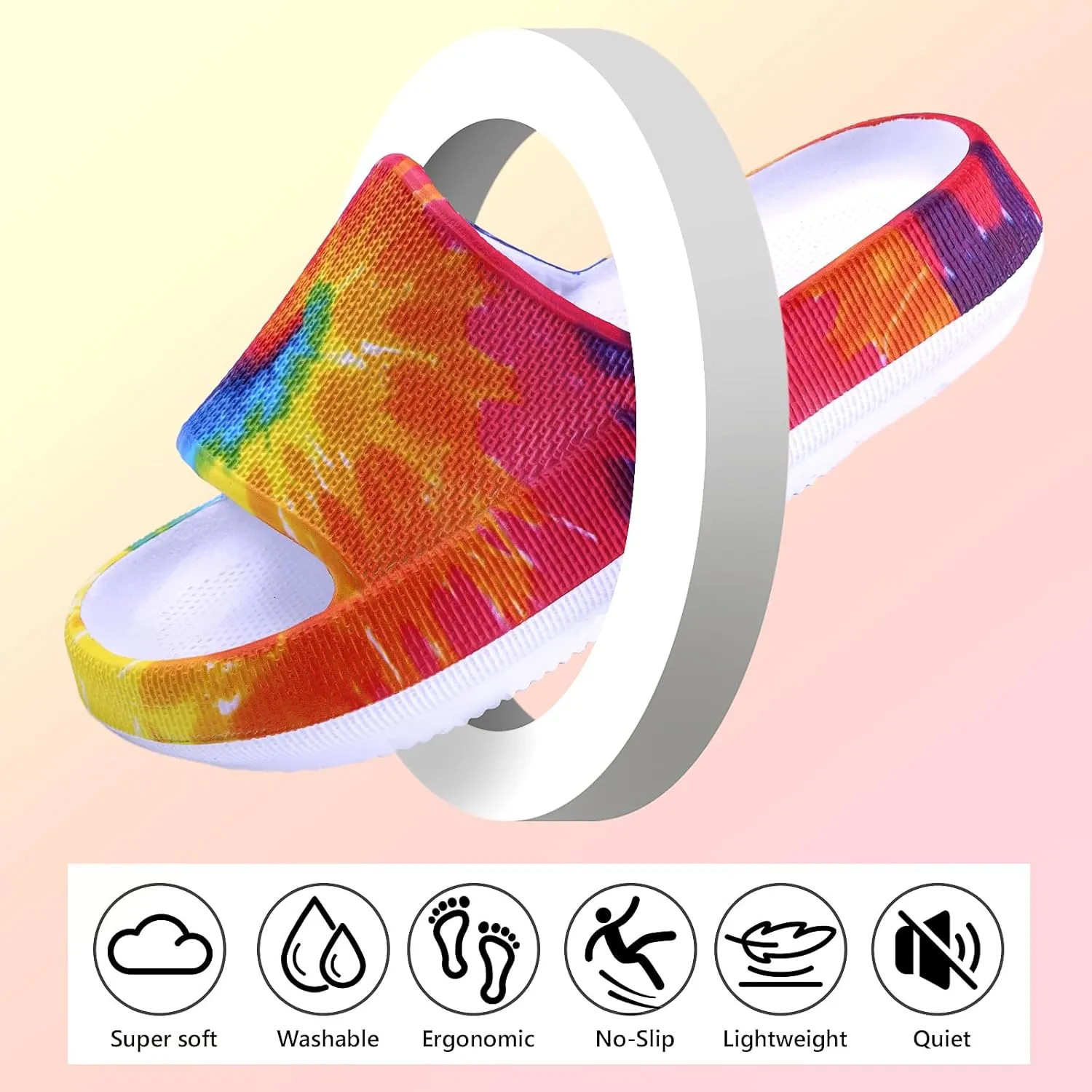 FJWYSANGU Kids Cloud Slides丨Boys Girls Bathroom Shower Sandals丨Open Toe Thick Sole Slip on Slippers丨Summer Non-slip Beach Pool Shoes