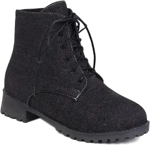 Flat Low Heels Lace Up Ankle Boots For Womens Casual Round Toe Suede Winter Dressy Short Booties
