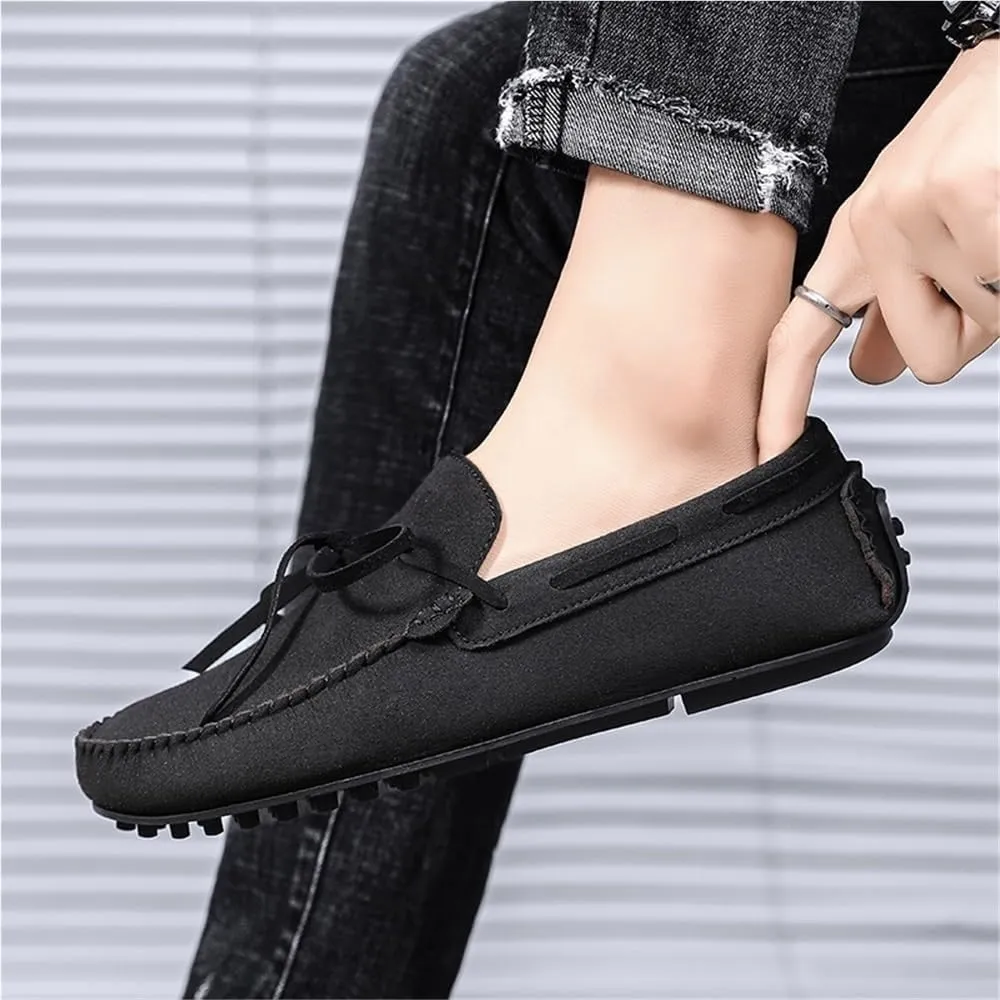 Flexible Anti-Slip Comfortable Prom Party Slip On Mens Loafers Shoes Round Toe Suede Vamp Moccasins Driving Loafers