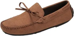 Flexible Anti-Slip Comfortable Prom Party Slip On Mens Loafers Shoes Round Toe Suede Vamp Moccasins Driving Loafers