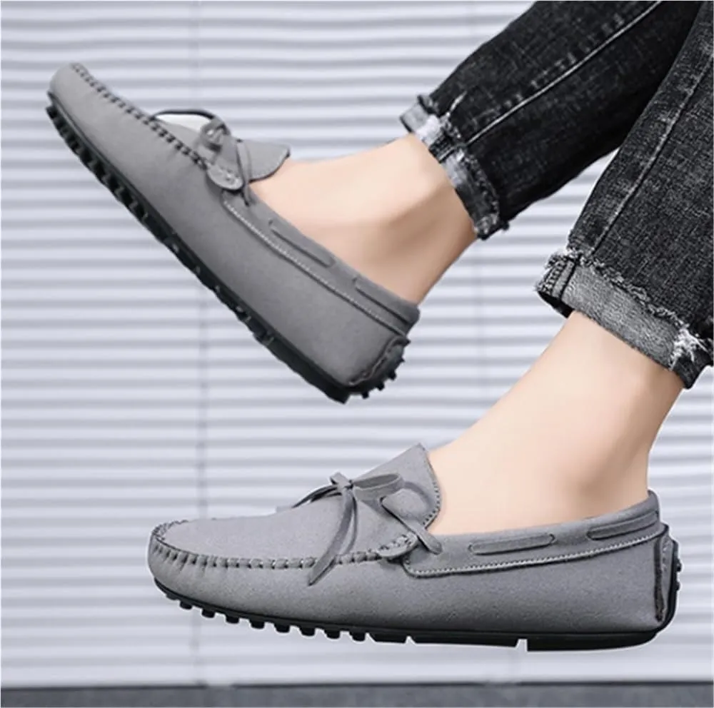 Flexible Anti-Slip Comfortable Prom Party Slip On Mens Loafers Shoes Round Toe Suede Vamp Moccasins Driving Loafers