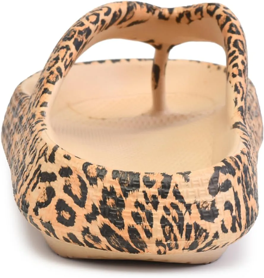 FLIOZY Leopard Print Flip Flops for Women & Men, EVA Soft Cloud Pillow Sandals, Non-Slip Platform Slippers, Cushioned Thong Slides for Indoor & Outdoor, Large Size ，Khaki, Gray, Pink, and Black