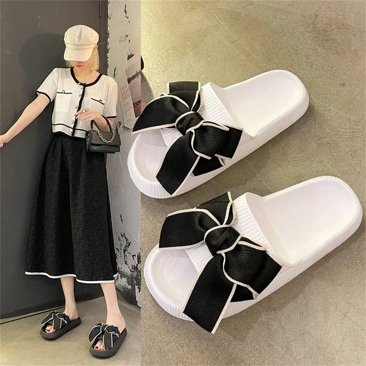 Flower Cloud Sliders for Women Non-Slip Bath Slippers House Quick Drying Slides Pillow Slipper Open Toe Soft Sandals Pink Yellow White Black