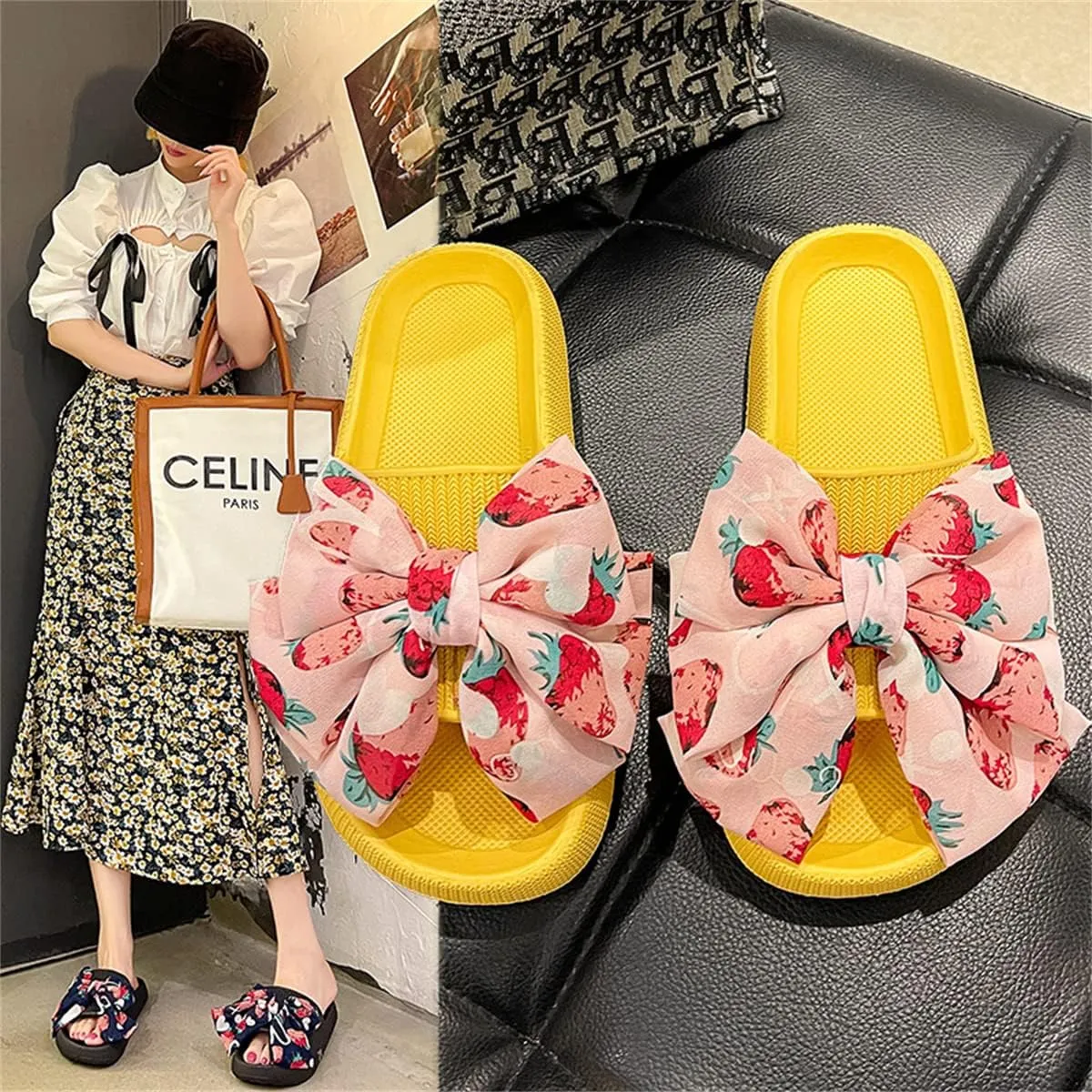 Flower Cloud Sliders for Women Non-Slip Bath Slippers House Quick Drying Slides Pillow Slipper Open Toe Soft Sandals Pink Yellow White Black